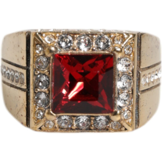 Dolce & Gabbana Gold Tone Sterling Silver 925 Crystals Ring