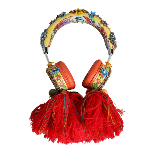 Dolce & Gabbana Multicolor Whimsical Tasseled Crystal Headset Headphones