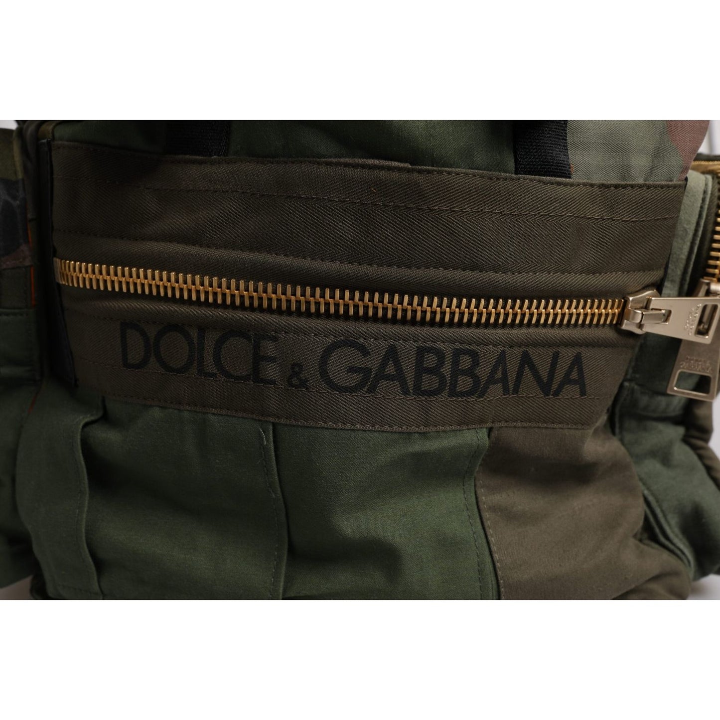 Dolce & Gabbana Military Green Patchwork Travel Backpack Bag