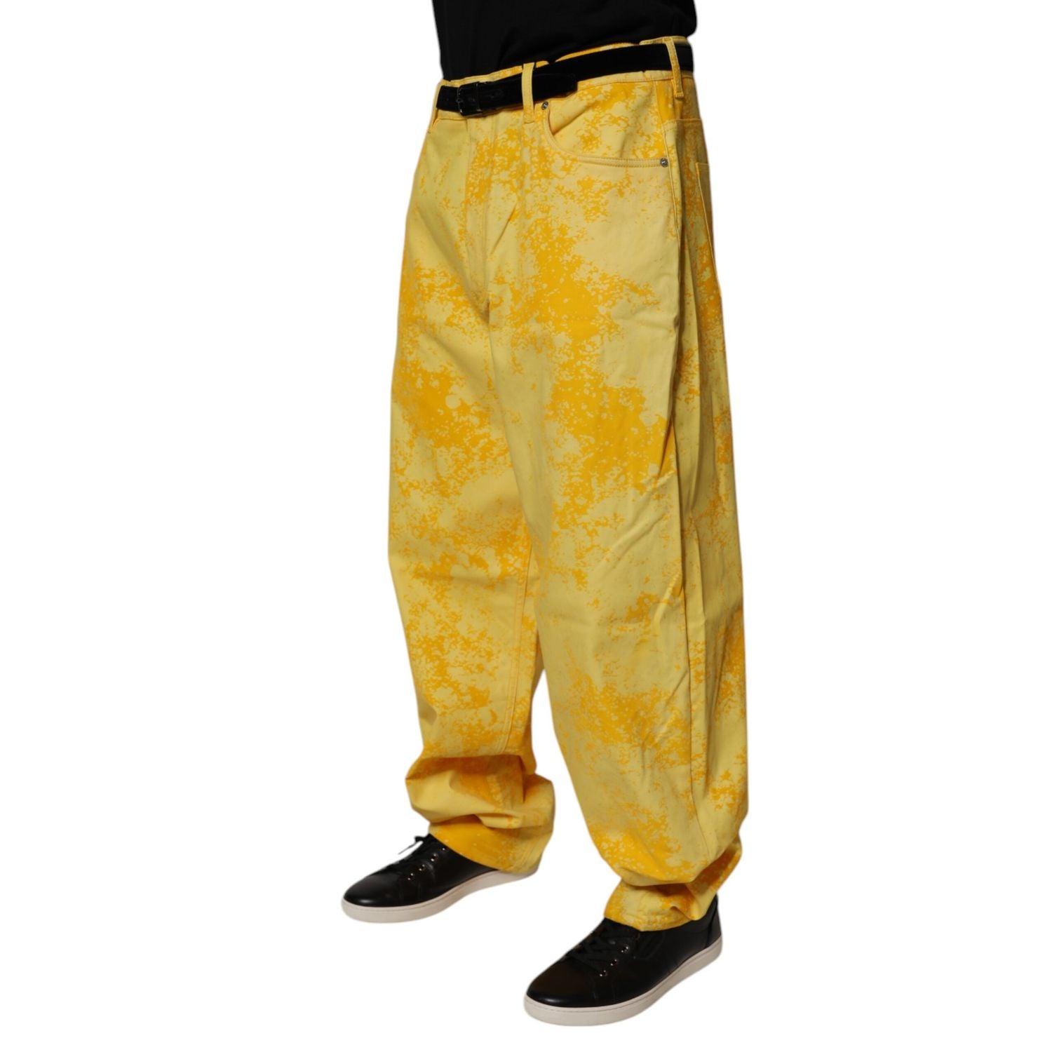 Dolce & Gabbana Yellow Tie Dye Cotton Straight Denim Jeans