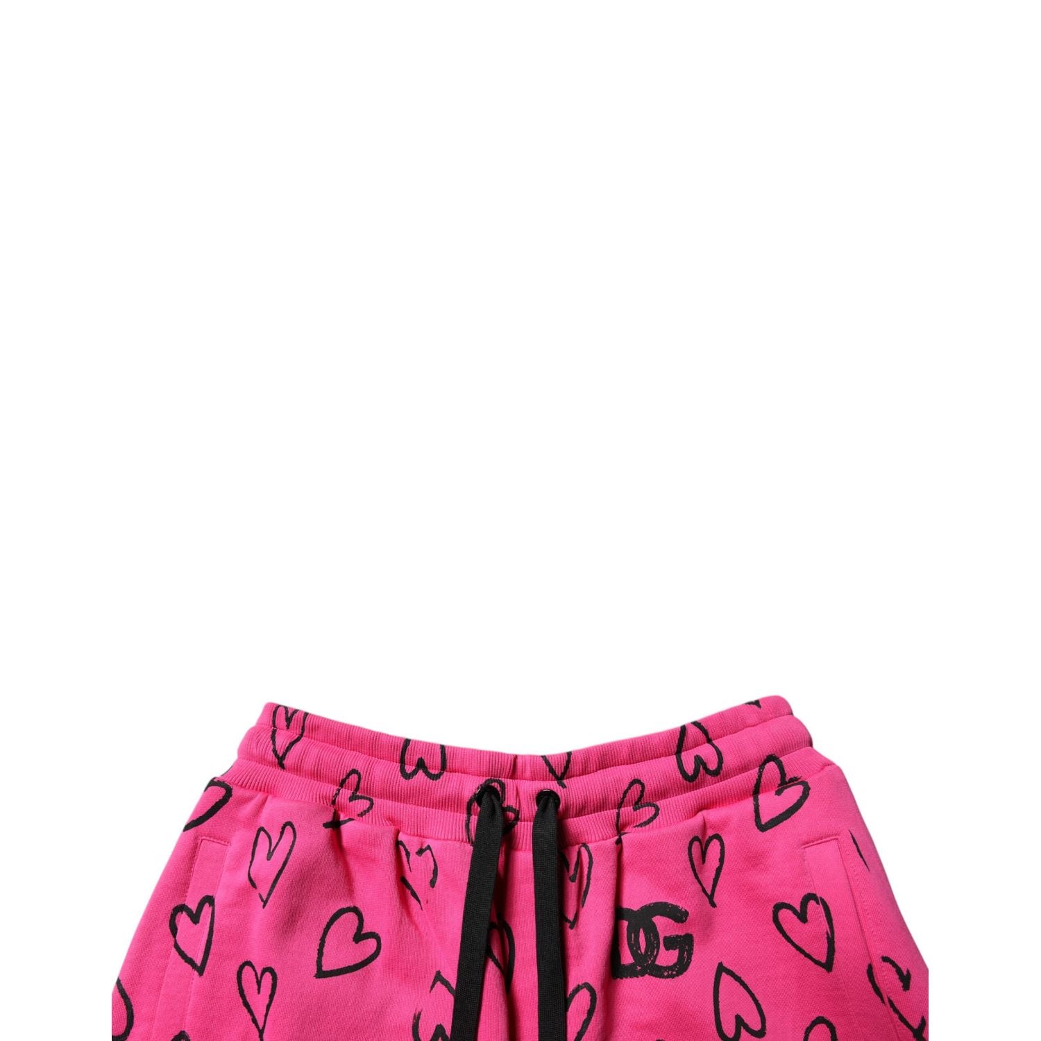 Dolce & Gabbana Pink Cotton Heart Print Bermuda Shorts