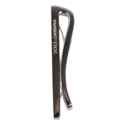 Dolce & Gabbana Silver Tone Brass Logo Branded Tie Clip Bar