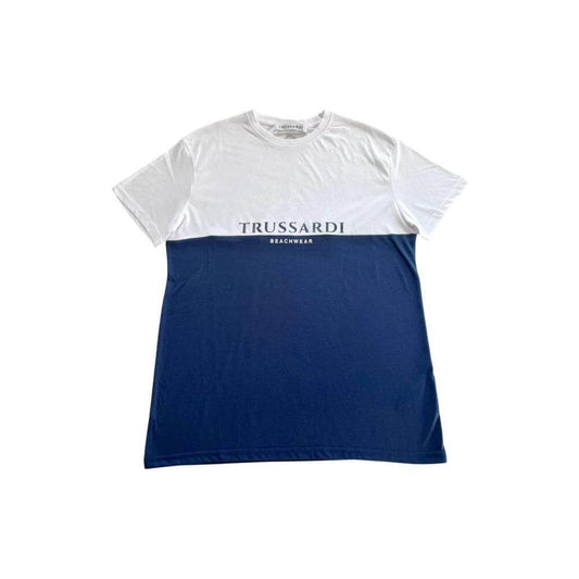 Trussardi Beachwear Blue Cotton Men T-Shirt