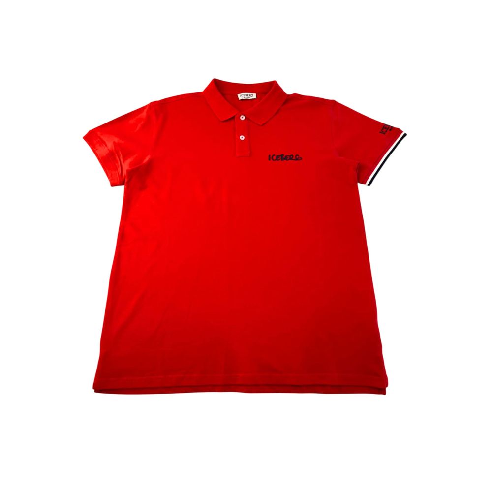Iceberg Red Cotton Men Polo Shirt Iceberg