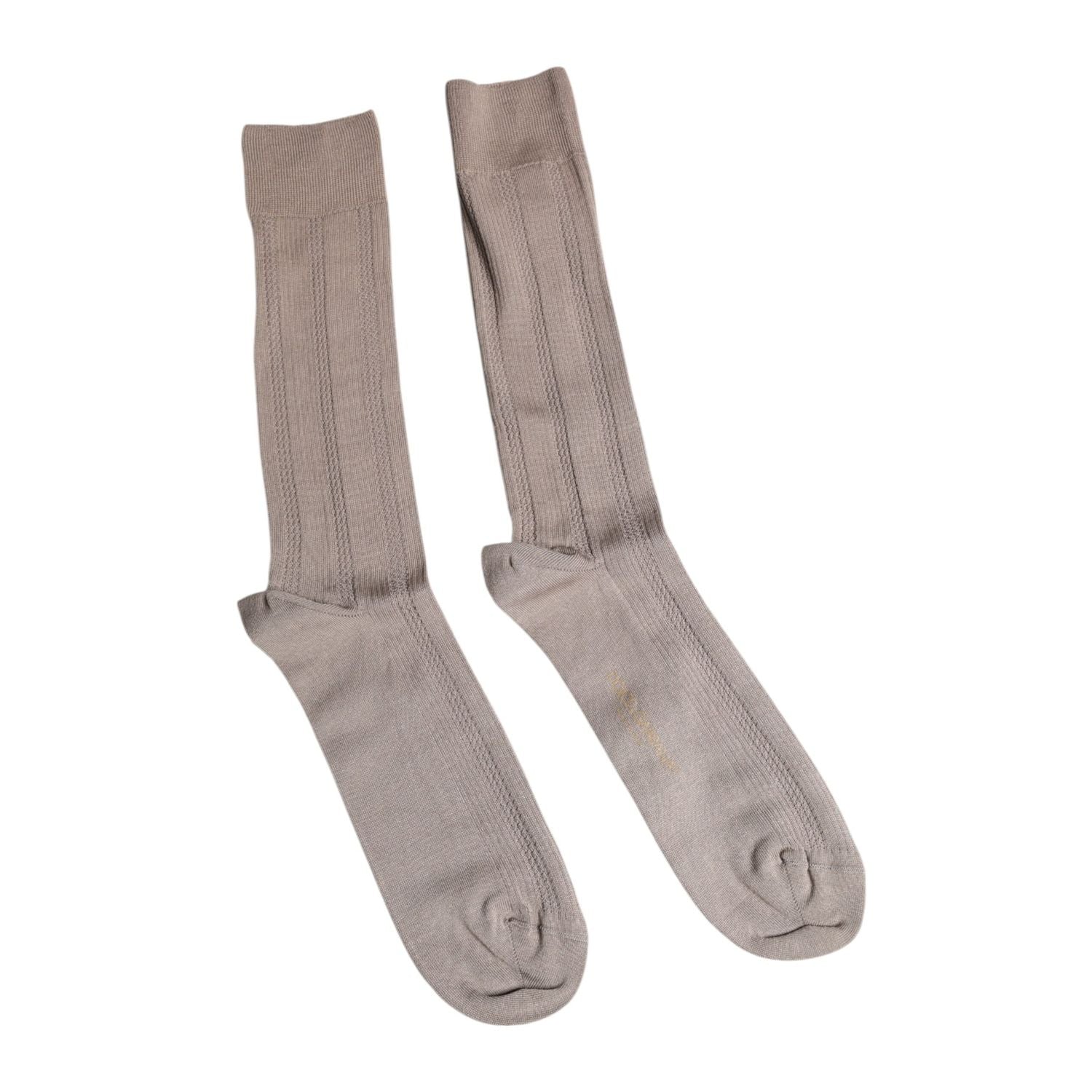 Dolce & Gabbana Brown Cotton Stretch Logo Over Calf Socks