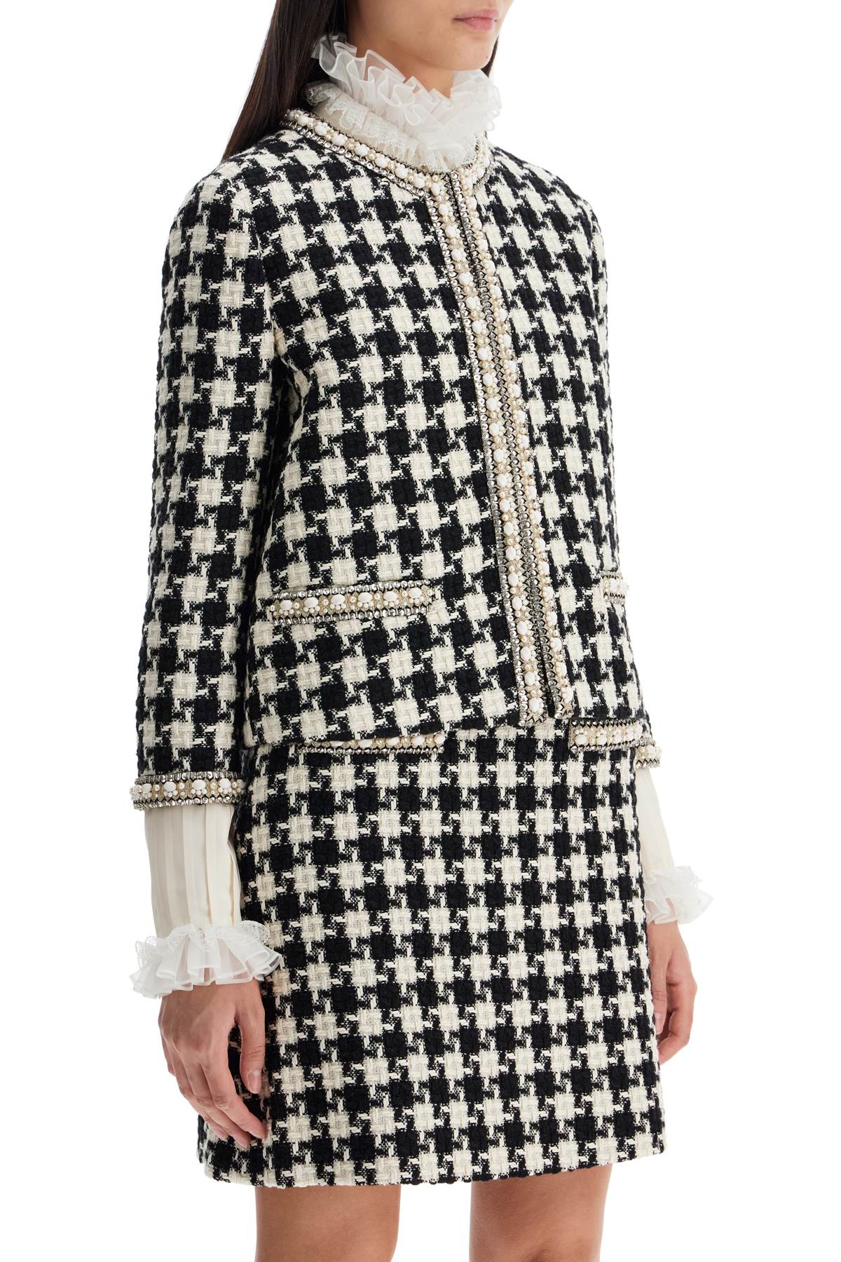 Valentino Garavani embroidered jacket in damier light tweed Jackets Valentino Garavani