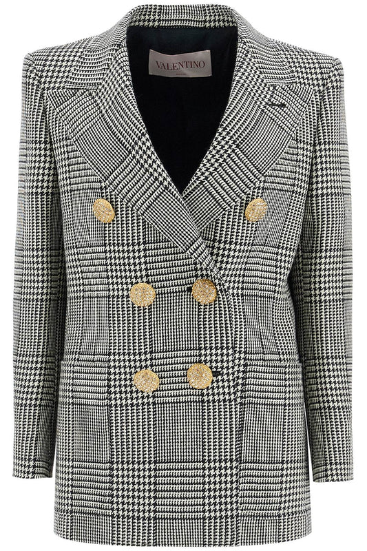 Valentino Garavani double-breasted pied de poule wool bl Jackets Valentino Garavani