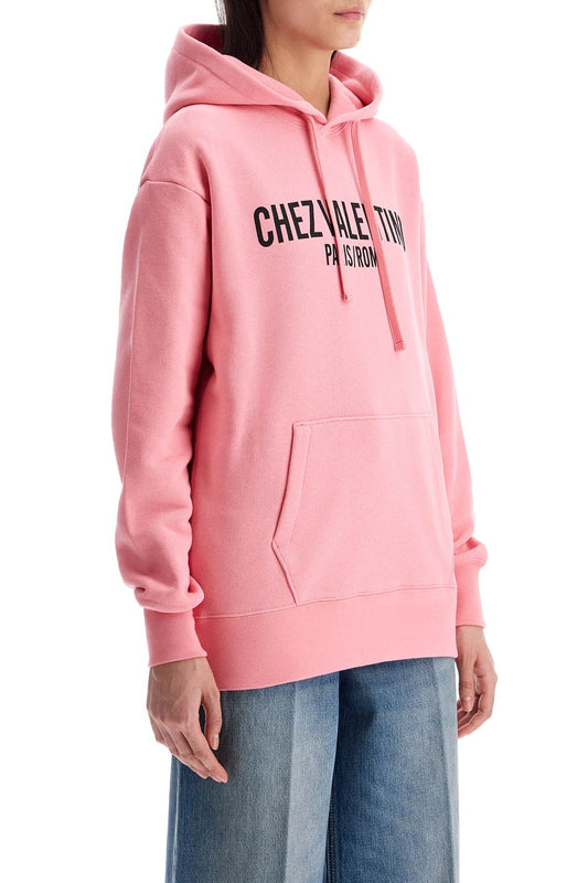 Valentino Garavani pink cotton hoodie with kangaroo pocket Topwear Valentino Garavani