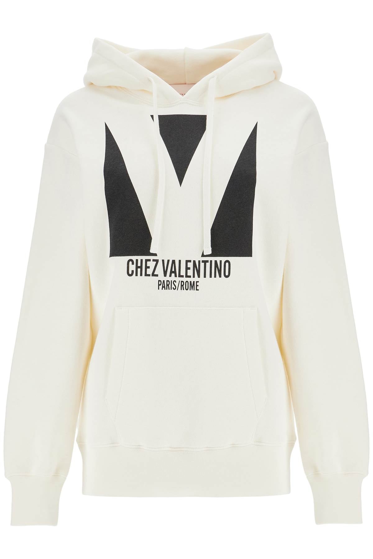 Valentino Garavani ivory cotton hoodie with large logo Topwear Valentino Garavani