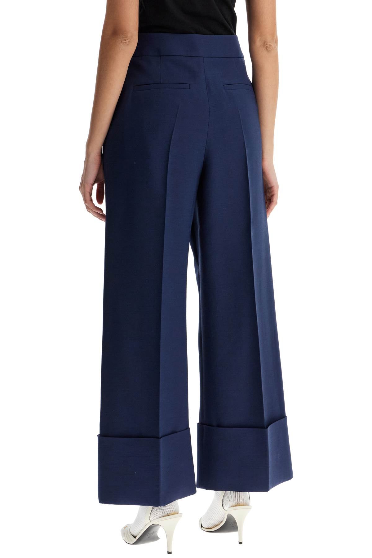 Valentino Garavani high-waisted wide leg pants in silk and wool indigo Trousers Valentino Garavani