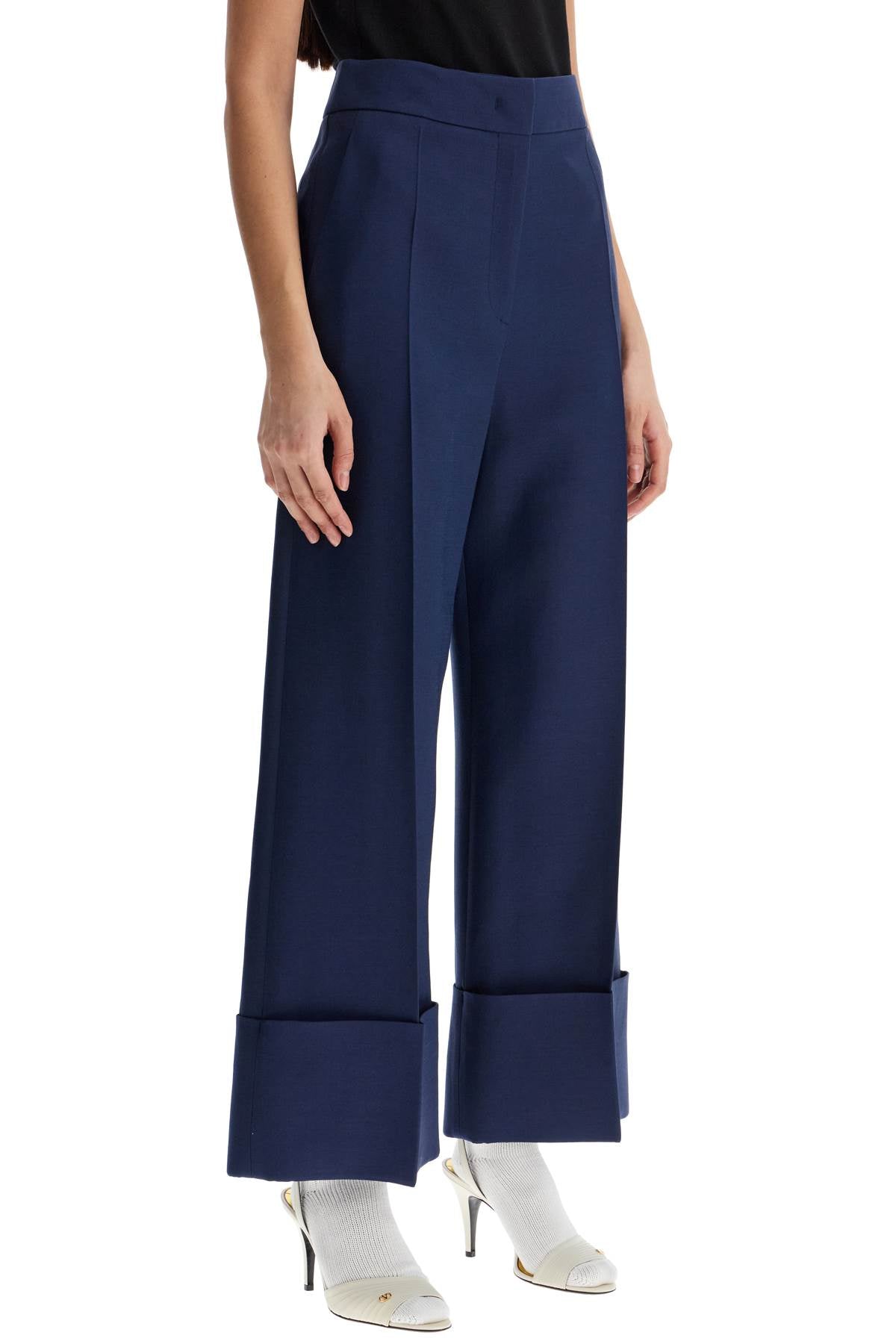 Valentino Garavani high-waisted wide leg pants in silk and wool indigo Trousers Valentino Garavani