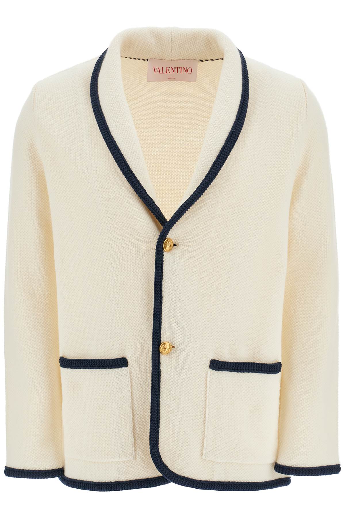 Valentino Garavani men's cotton and wool jacket in butter color with shawl collar Vests Valentino Garavani