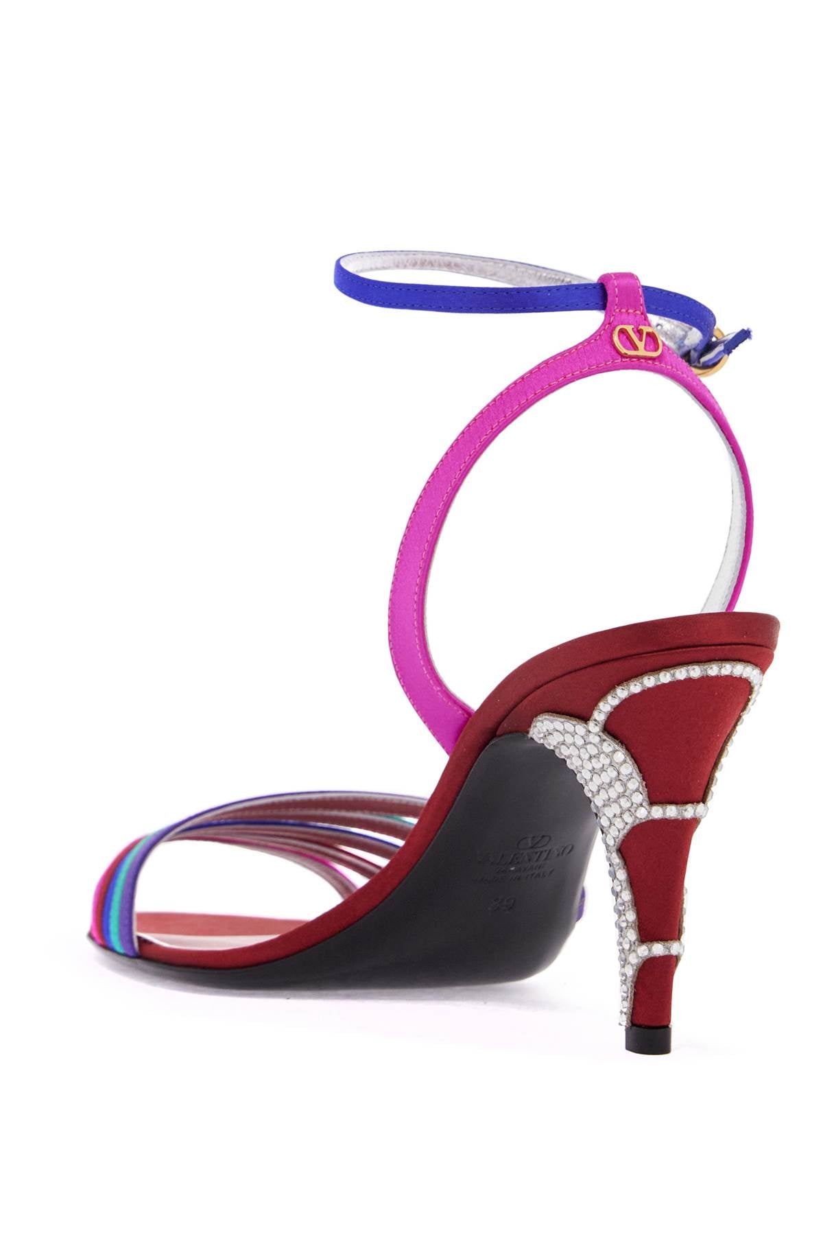 Valentino Garavani multicolor high heel sandals with strass in calfskin and red sole Sandals Valentino Garavani