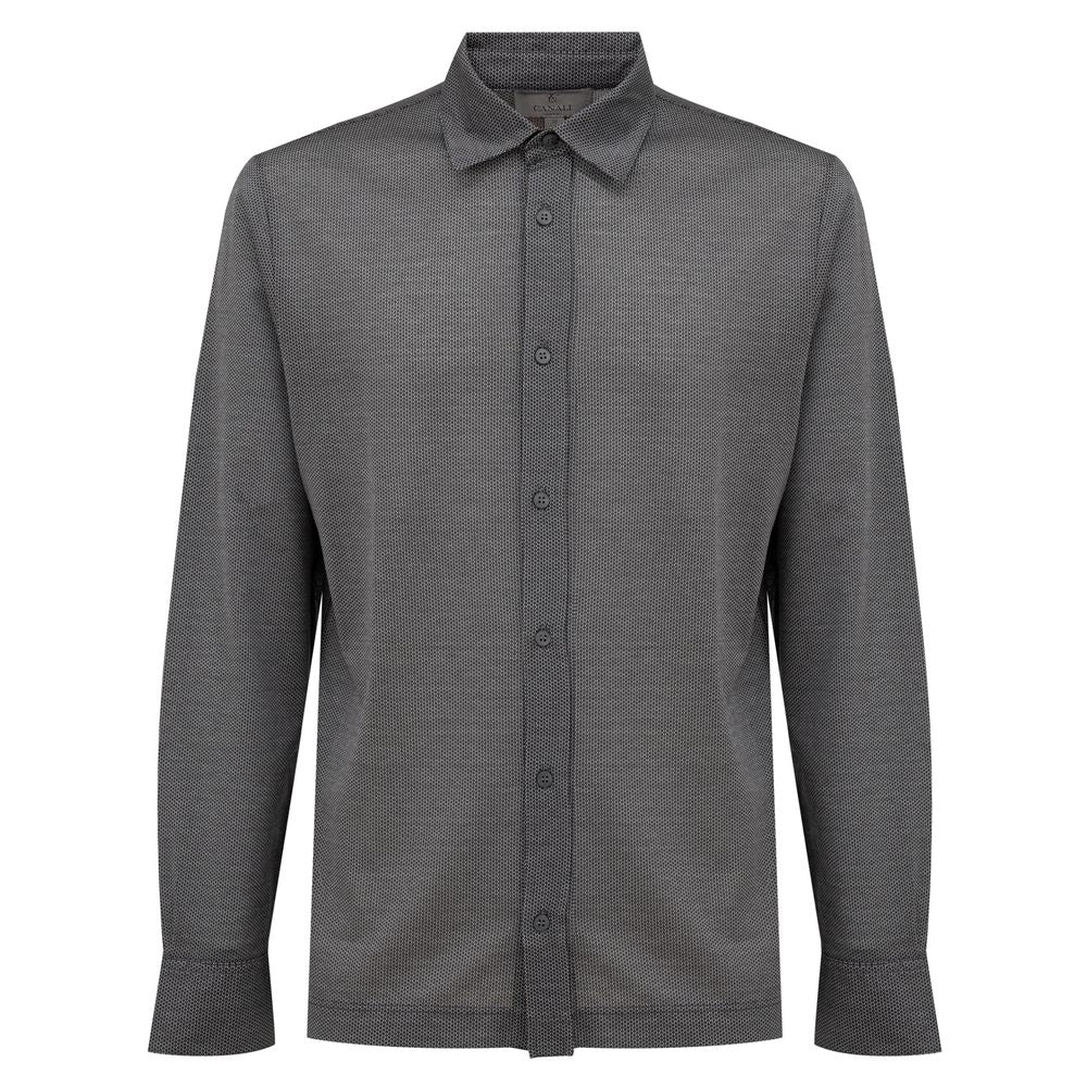 Canali Gray Cotton Pattern Shirt Canali