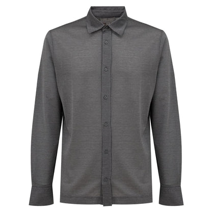 Canali Gray Cotton Pattern Shirt Canali