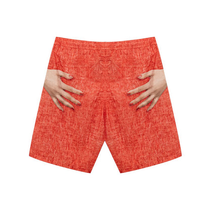 Isaia Red Polyester Swim Shorts Isaia