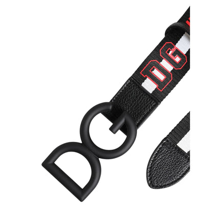 Dolce & Gabbana Black Polyester Logo Print DG Buckle Belt