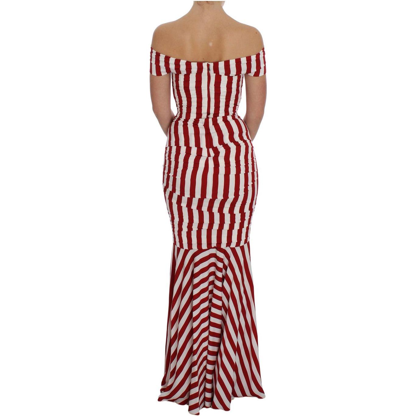 Dolce & Gabbana Elegant Red and White Striped Silk Bodycon Dress Dolce & Gabbana