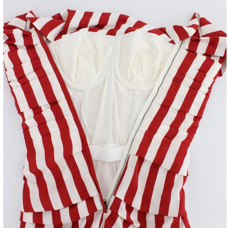 Dolce & Gabbana Elegant Red and White Striped Silk Bodycon Dress Dolce & Gabbana