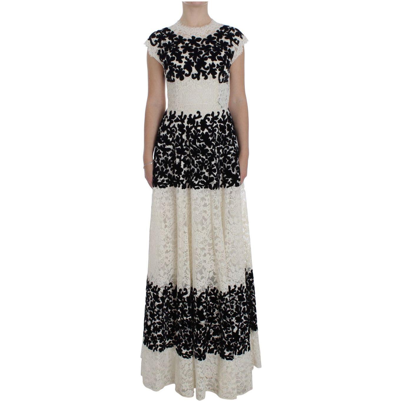 Dolce & Gabbana Elegant Floral Lace Cap Sleeve Maxi Dress Dolce & Gabbana