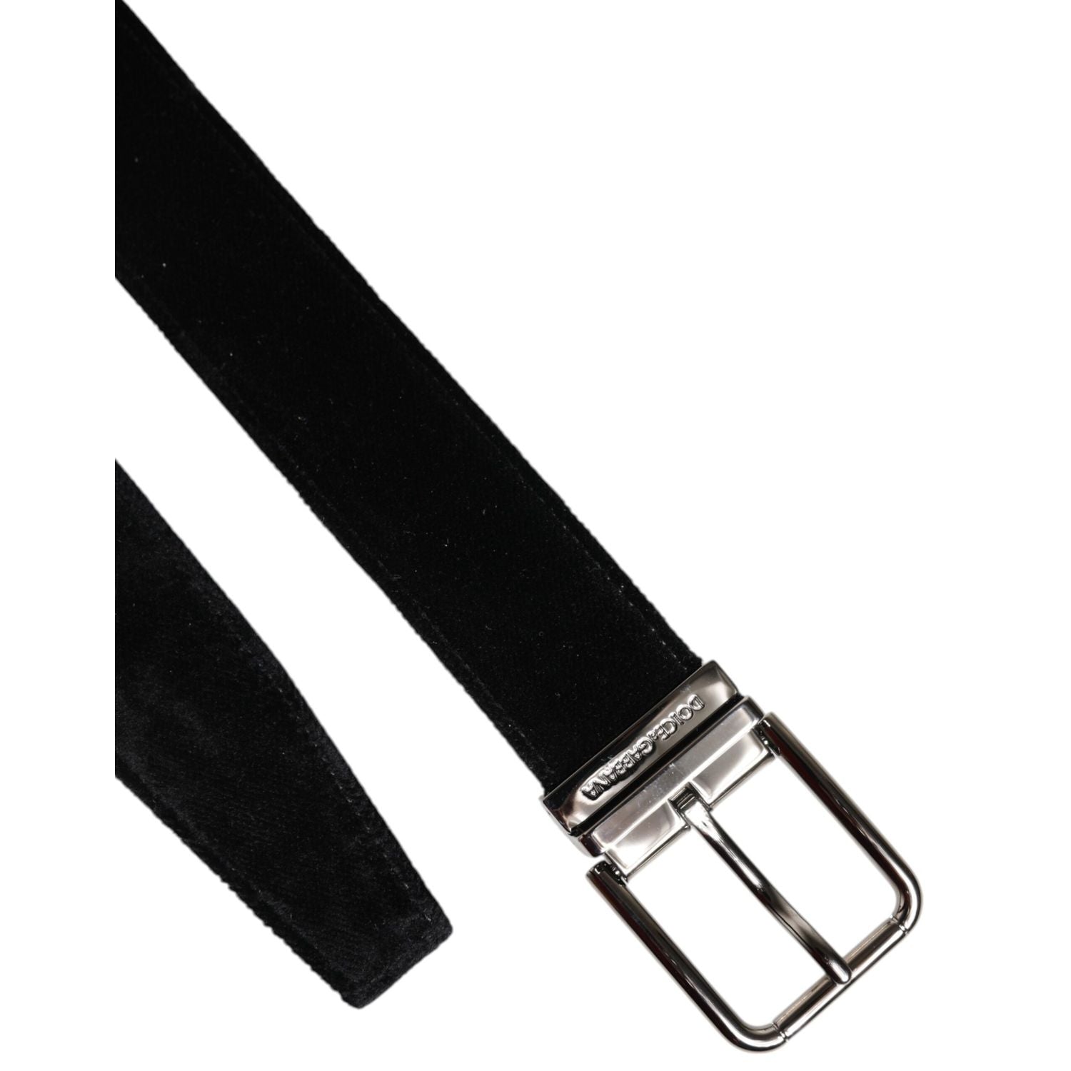 Dolce & Gabbana Black Cotton Silver Metal Buckle Belt