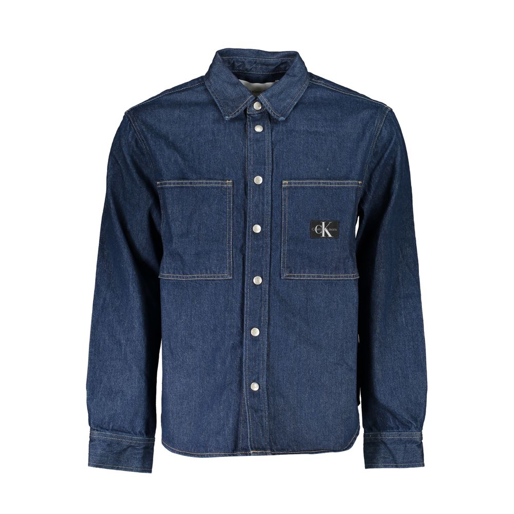 Calvin Klein Blu Cotton Men Jacket 1728,67403481248,Blue,Calvin Klein,Clothing,Denim Jackets - Jackets & Coats - Clothing,Jackets & Coats - Clothing,Men,New with tags,S,XXL