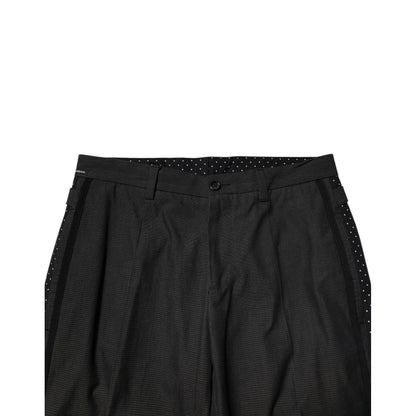Dolce & Gabbana Gray Cotton Patterned Formal Pants