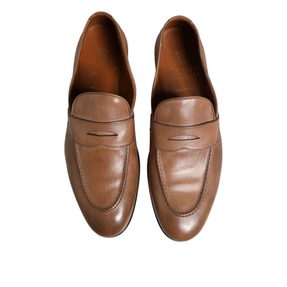 Brunello Cucinelli Brown Leather Loafer Dress Formal Shoes