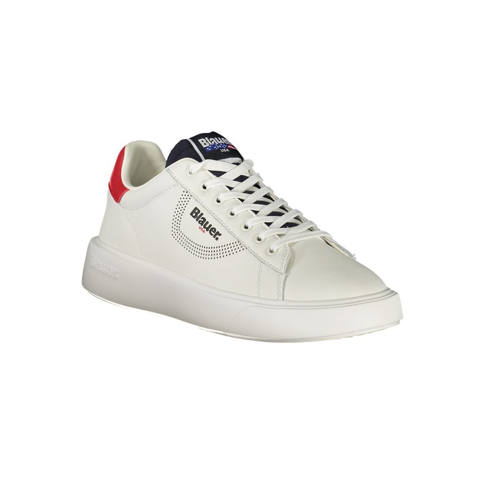 Blauer White Leather Men Sneaker