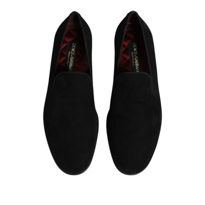 Dolce & Gabbana Black Suede Slip On Loafers Formal Shoes