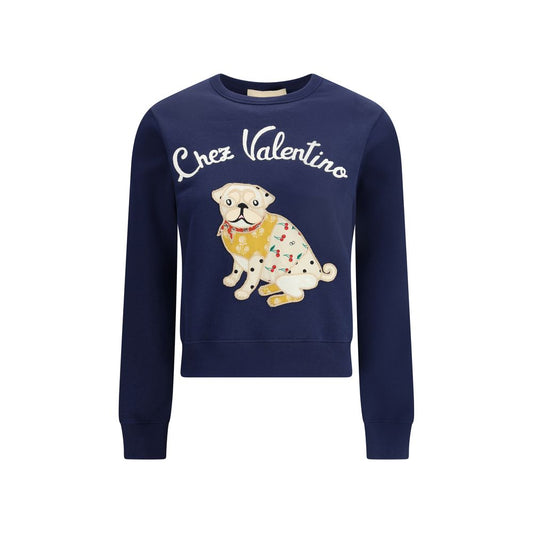 Valentino Blue Cotton Sweatshirt Valentino