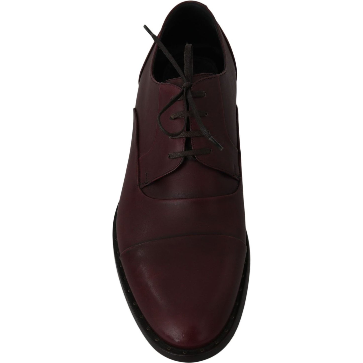 Dolce & Gabbana Red Bordeaux Leather Derby Formal Shoes