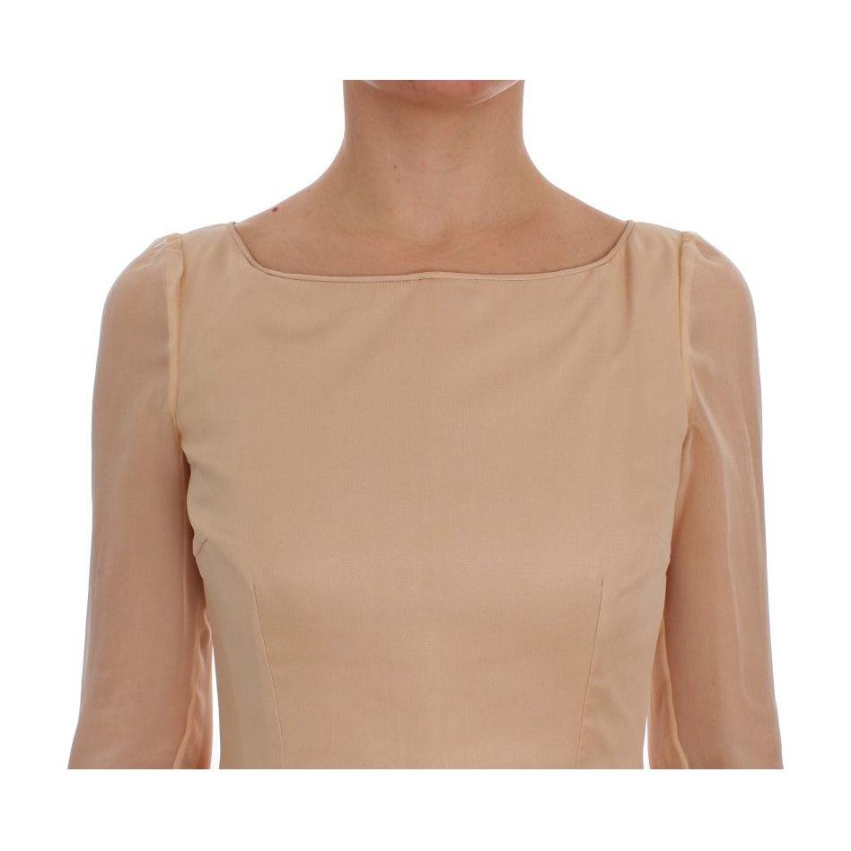 Dolce & Gabbana Beige Silk Ball Gown Full Length Dress