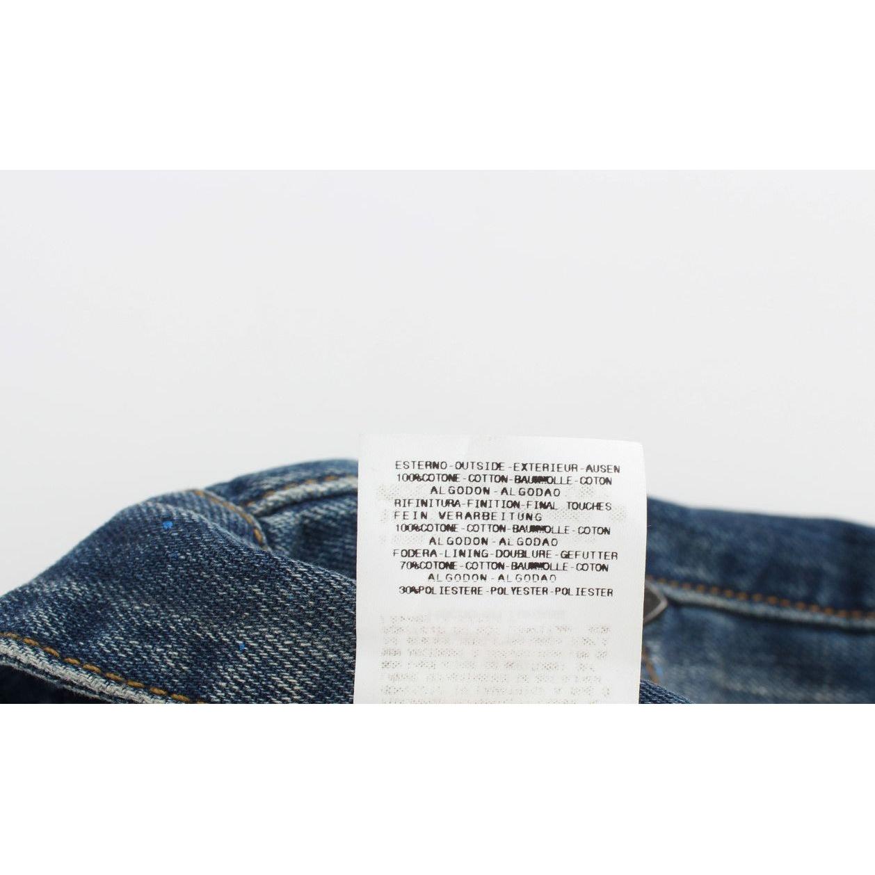 Costume National Blue Wash Paint Slim Fit Pants Jeans