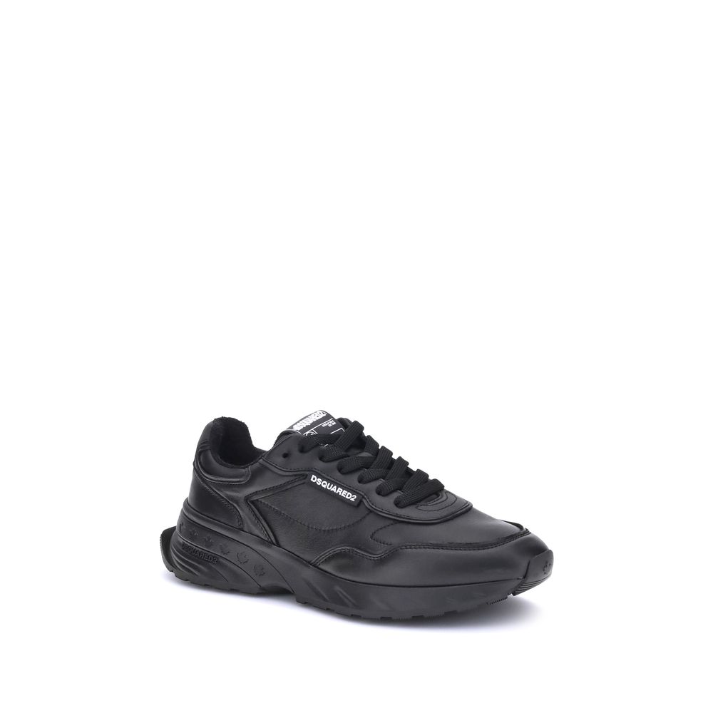 Dsquared² Black Calf Leather Bos Taurus Athletic Sneakers
