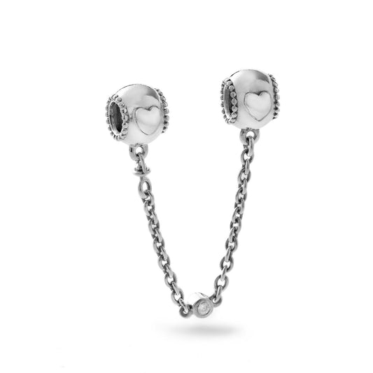 PANDORA JEWELRY Mod. MOMENTS EMBOSSED HEARTS SAFETY CHAIN-0