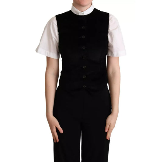 Dolce & Gabbana Black Brown Leopard Print Waistcoat Vest Dolce & Gabbana