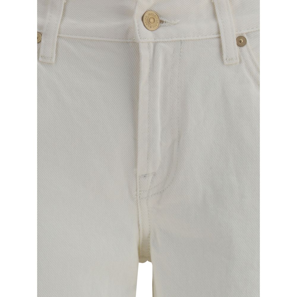 7FOR Cream Cotton Flared Jeans 7FOR