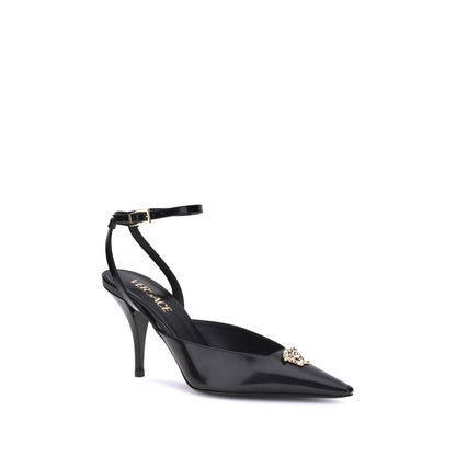 Versace Black Calf Leather Bos Taurus High Heel Pumps Versace