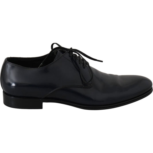 Dolce & Gabbana Blue Leather Dress Derby Formal Mens Shoes Dolce & Gabbana