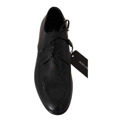 Dolce & Gabbana Blue Leather Polished Dress Derby Shoes