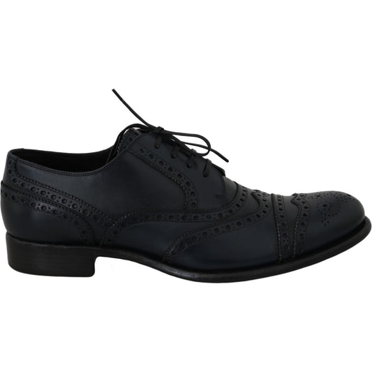 Dolce & Gabbana Dark Blue Leather Wingtip Oxford Dress Shoes Dolce & Gabbana