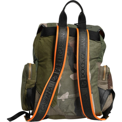 Dolce & Gabbana Military Green Patchwork Rucksack Backpack Bag