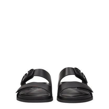 Valentino Garavani Black Leather Slippers