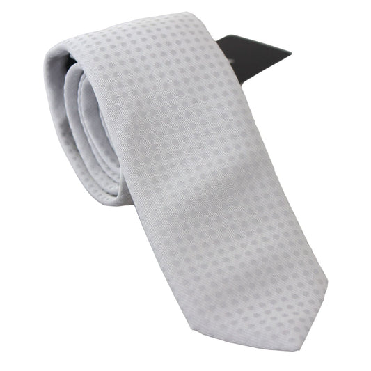 Dolce & Gabbana White Patterned Classic Mens Slim Necktie Tie Necktie