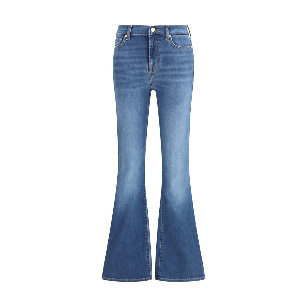 7FOR Blue Cotton Flared Jeans 7FOR