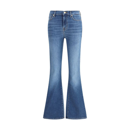 7FOR Blue Cotton Flared Jeans 7FOR