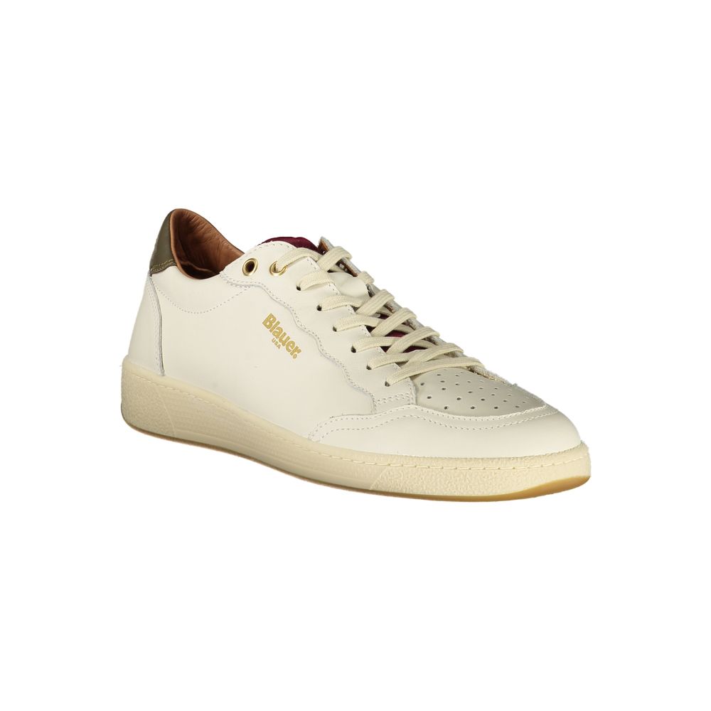 Blauer White Leather Men Sneaker