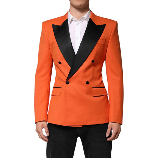 Dolce & Gabbana Orange SICILIA Double Breasted Coat Blazer