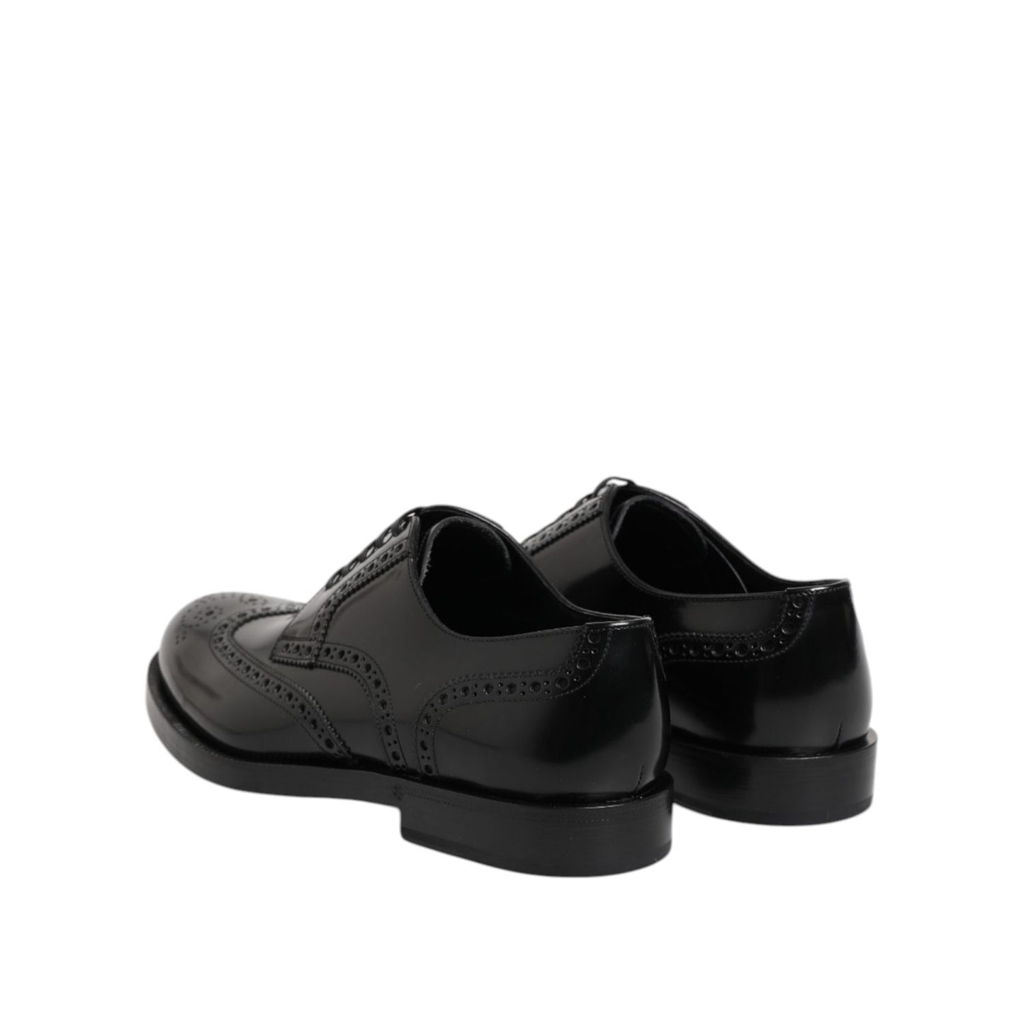 Dolce & Gabbana Black Leather Derby Wingtip Formal Shoes
